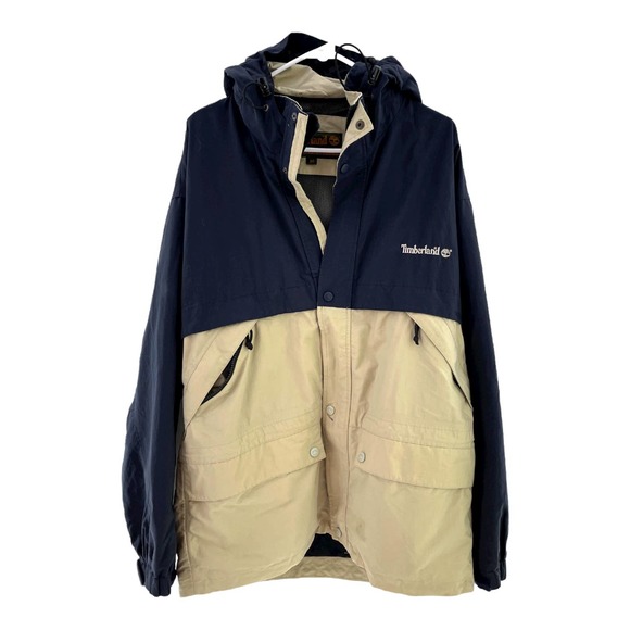 Timberland Weathergear Waterproof Jacket Pockets! Mesh Lined Hide Away Hood MED